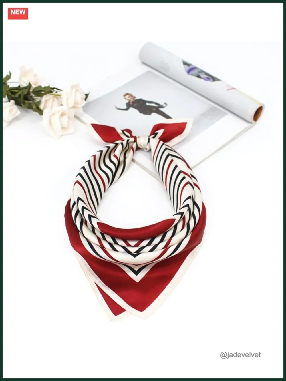 100% Mulberry Silk Square Scarf 21x21 Lightweight Neckerchief Unisex